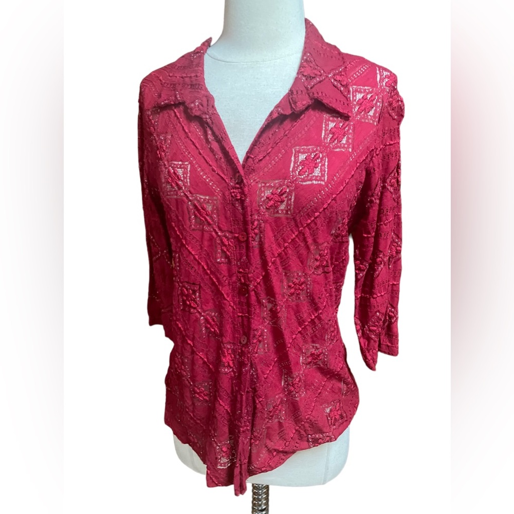 1980s Studio 1940 Sparkly, Semi-See Thru Button Down Shirt